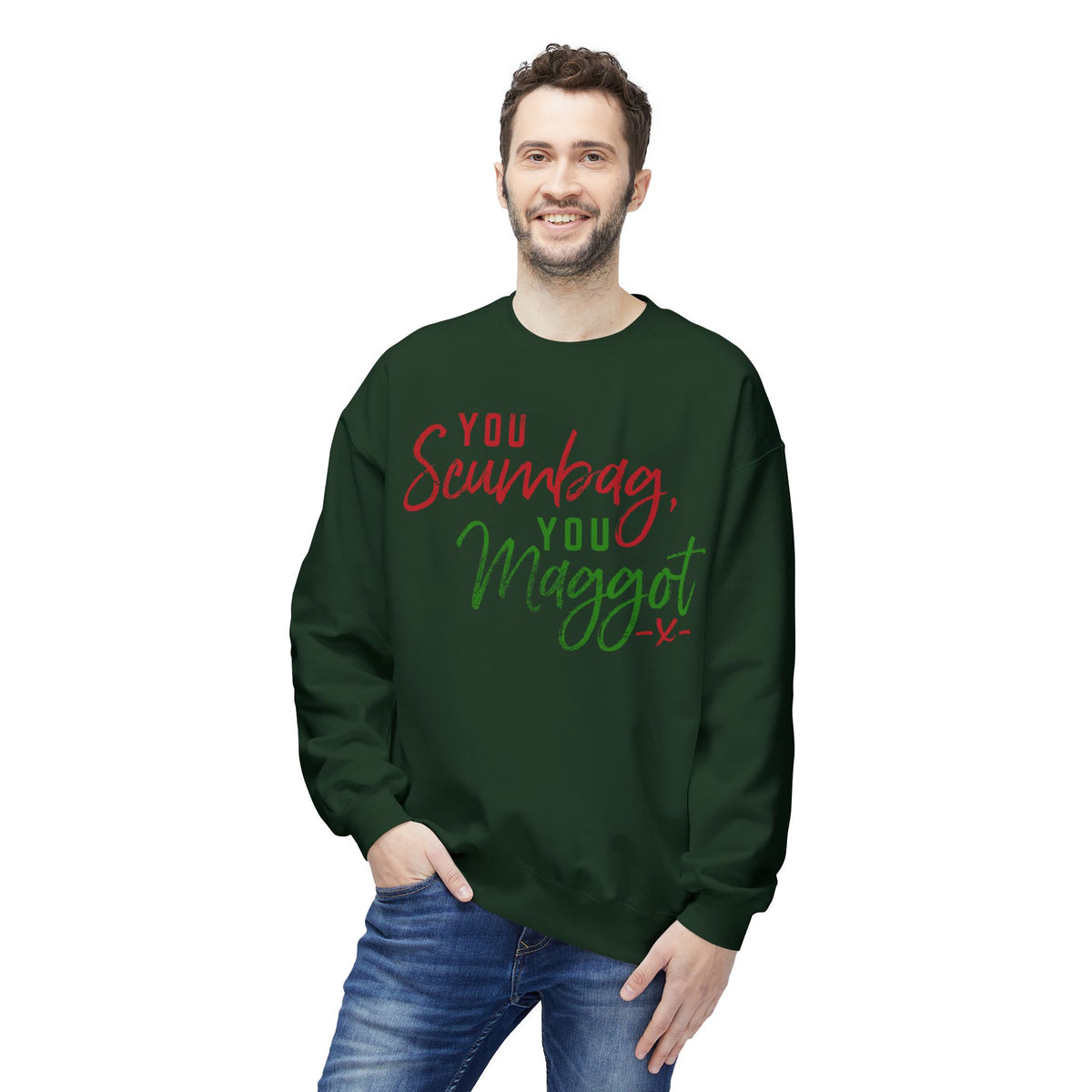 "You Scumbag, You Maggot" Festive Fairy Tale of New York Script Crewneck Sweatshirt