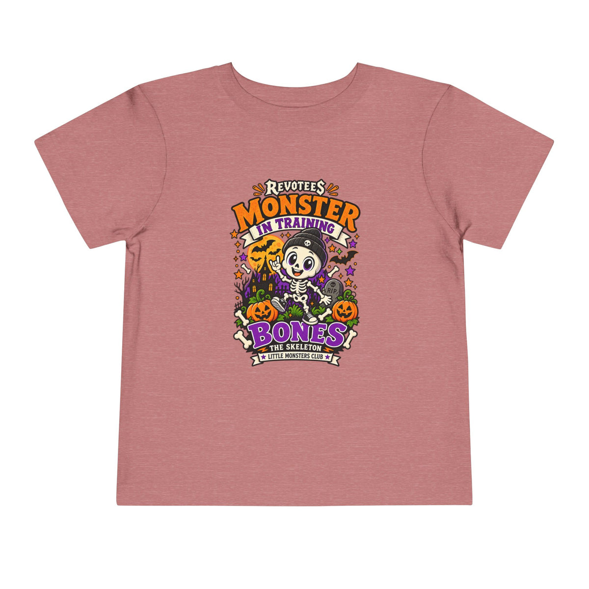 REVOTEES Toddler Tee — "Monster in Training" Cute Skeleton Halloween Shirt