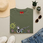 T-Shirt — Banksy Style Soldier with Childlike Doodle Flowers