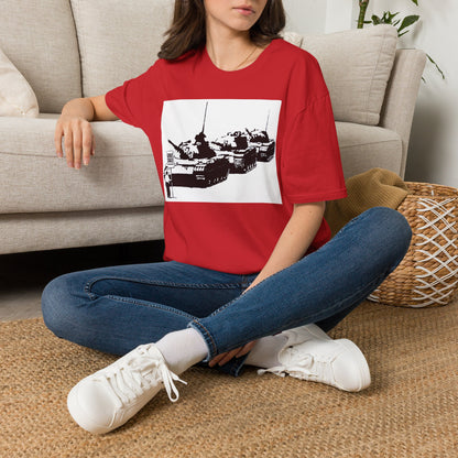 Banksy Tank Lineup Graphic T-Shirt — Stencil Military Tanks Design