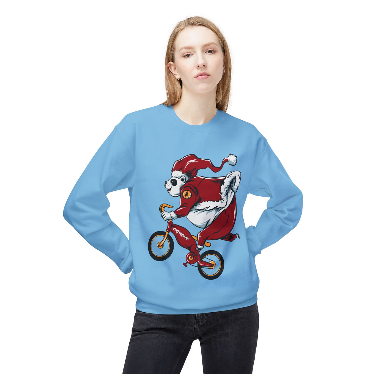 Santa Bear BMX Sweatshirt — Funny Christmas Cycling Holiday Crewneck
