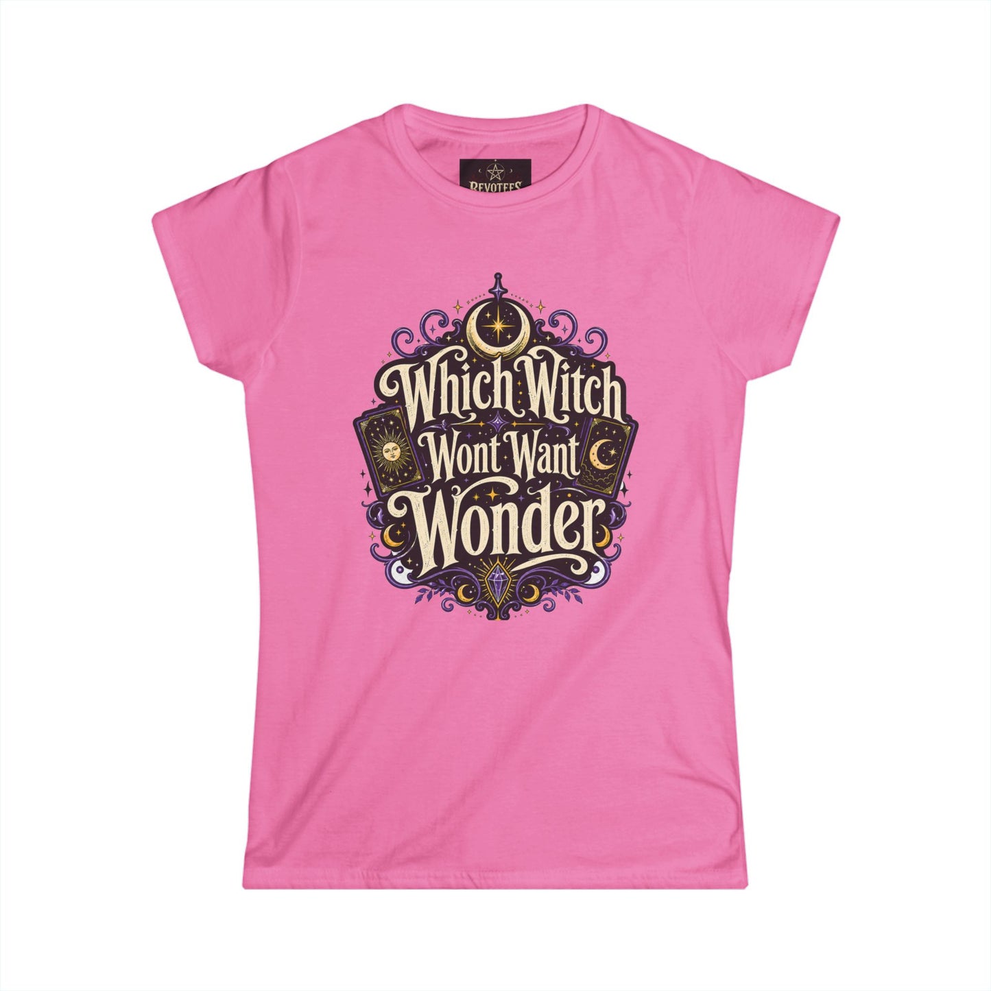 Women's Witchy Tee — "Which Witch Won't Want Wonder" Gothic Halloween Shirt