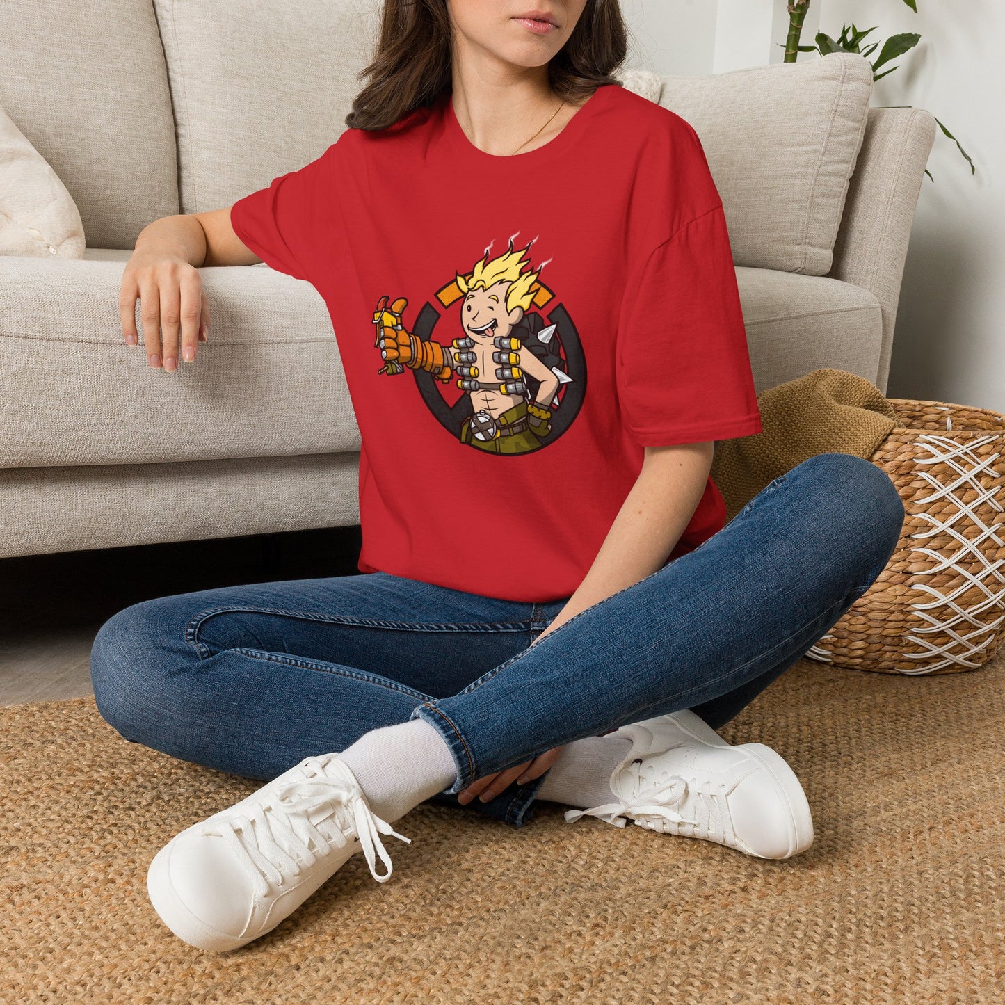 Junkrat-Inspired Gamer Tee — Cartoon Explosive Hero Graphic T-Shirt
