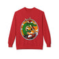 Dragon Santa Riding — Retro Green Dragon Surfing Crewneck Sweatshirt