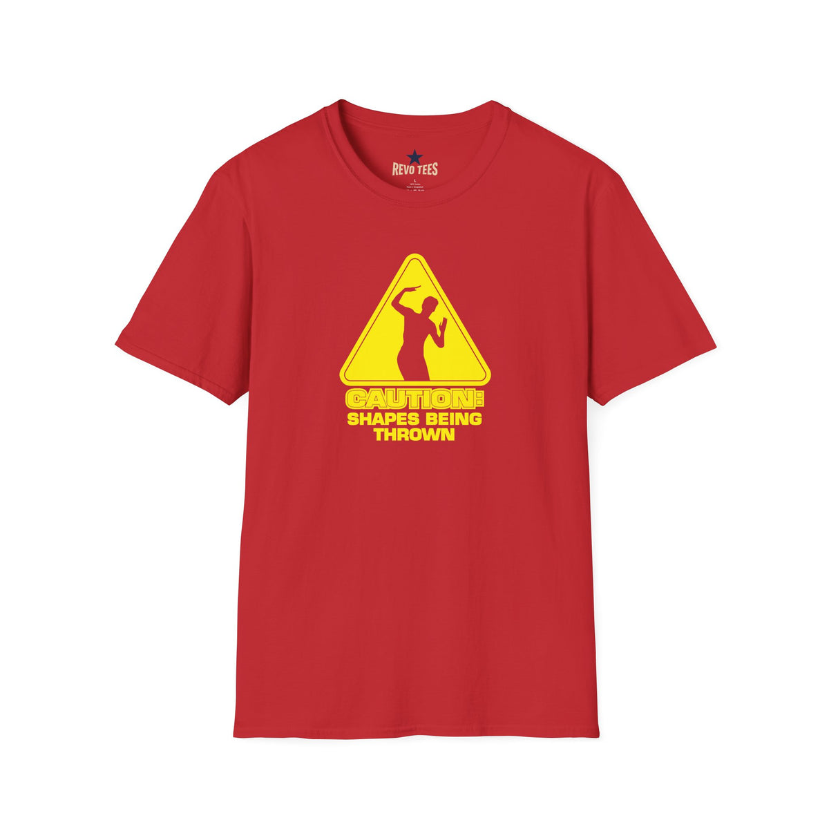 Revotees Caution Throwing Shapes Unisex Softstyle T-Shirt - alternate view 9