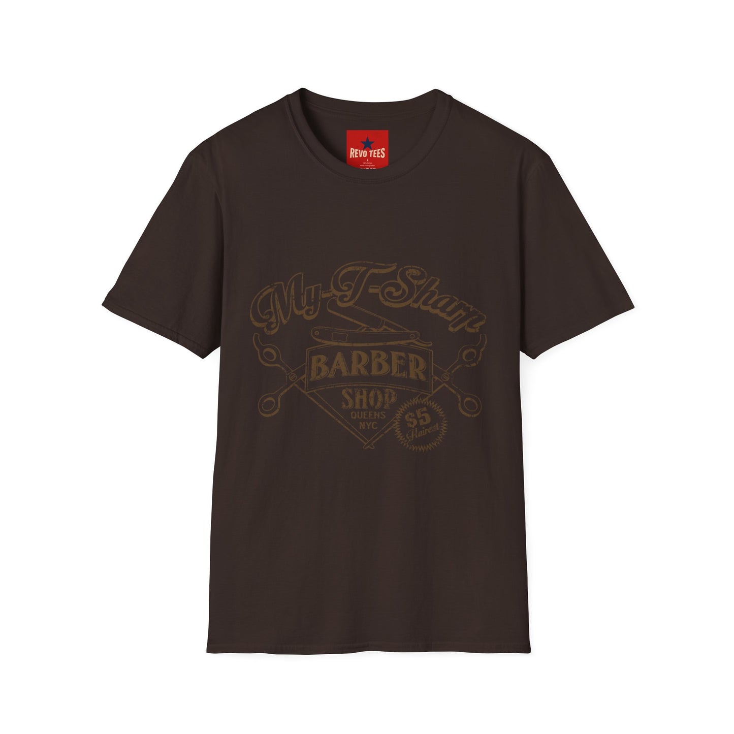 Barber Shop Graphic T‑Shirt — 'My T‑Shirt Barber Shop' Vintage Logo Tee