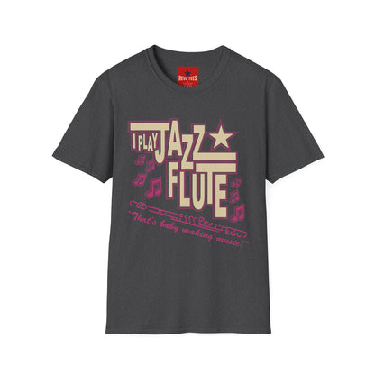 Jazz Flute Graphic Tee — Retro Musical Notes Shirt for Players & Fans