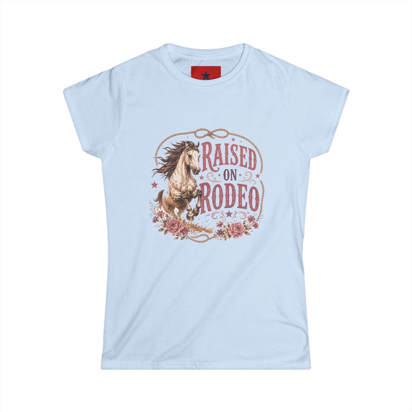 Raised on Rodeo Women's Tee — Vintage Horse Graphic Shirt