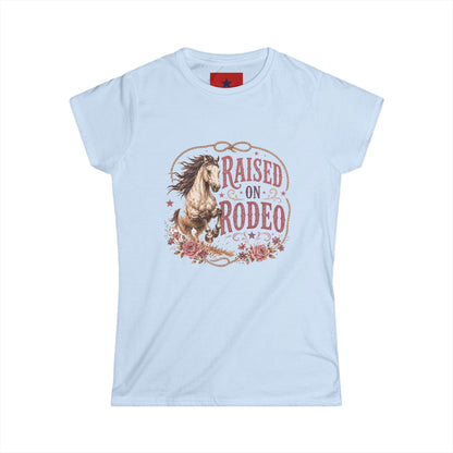 Raised on Rodeo Women's Tee — Vintage Horse Graphic Shirt