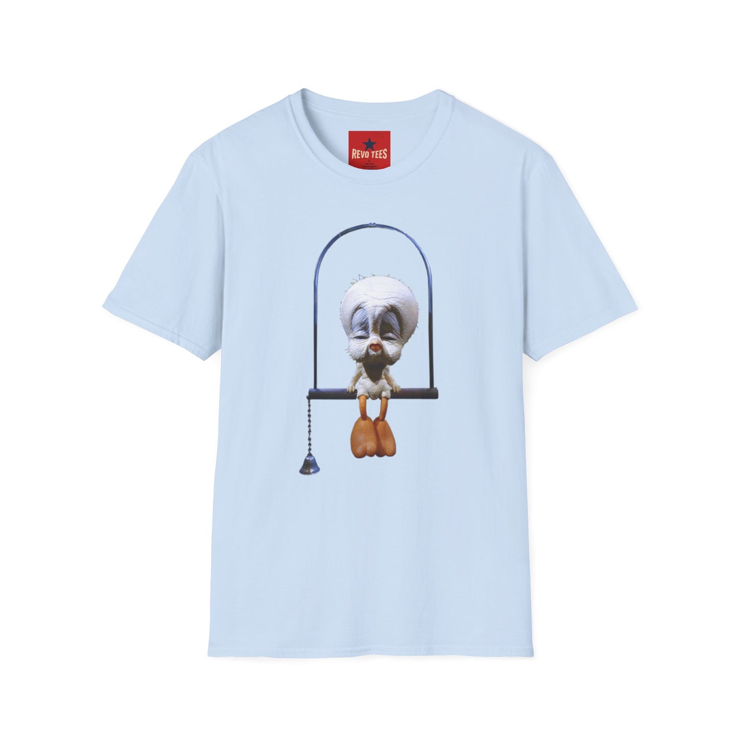 Banky Vintage Bird on Swing T-Shirt — Whimsical Retro Chick Graphic Tee