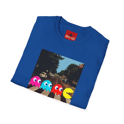 Pac‑City Arcade T‑Shirt — Retro Pixel Ghosts Crossing Graphic Tee