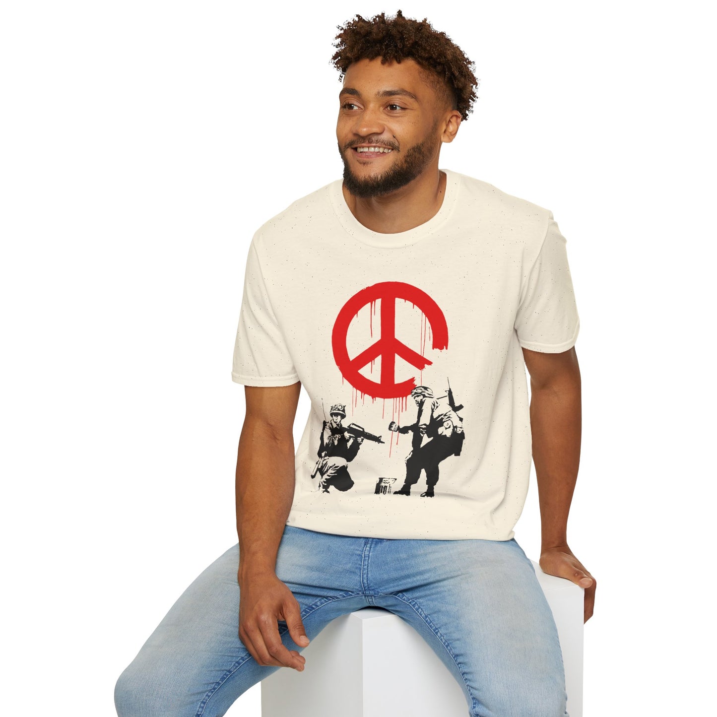 Banksy Peace Symbol Graffiti T-Shirt – Red Drip Street Art Tee