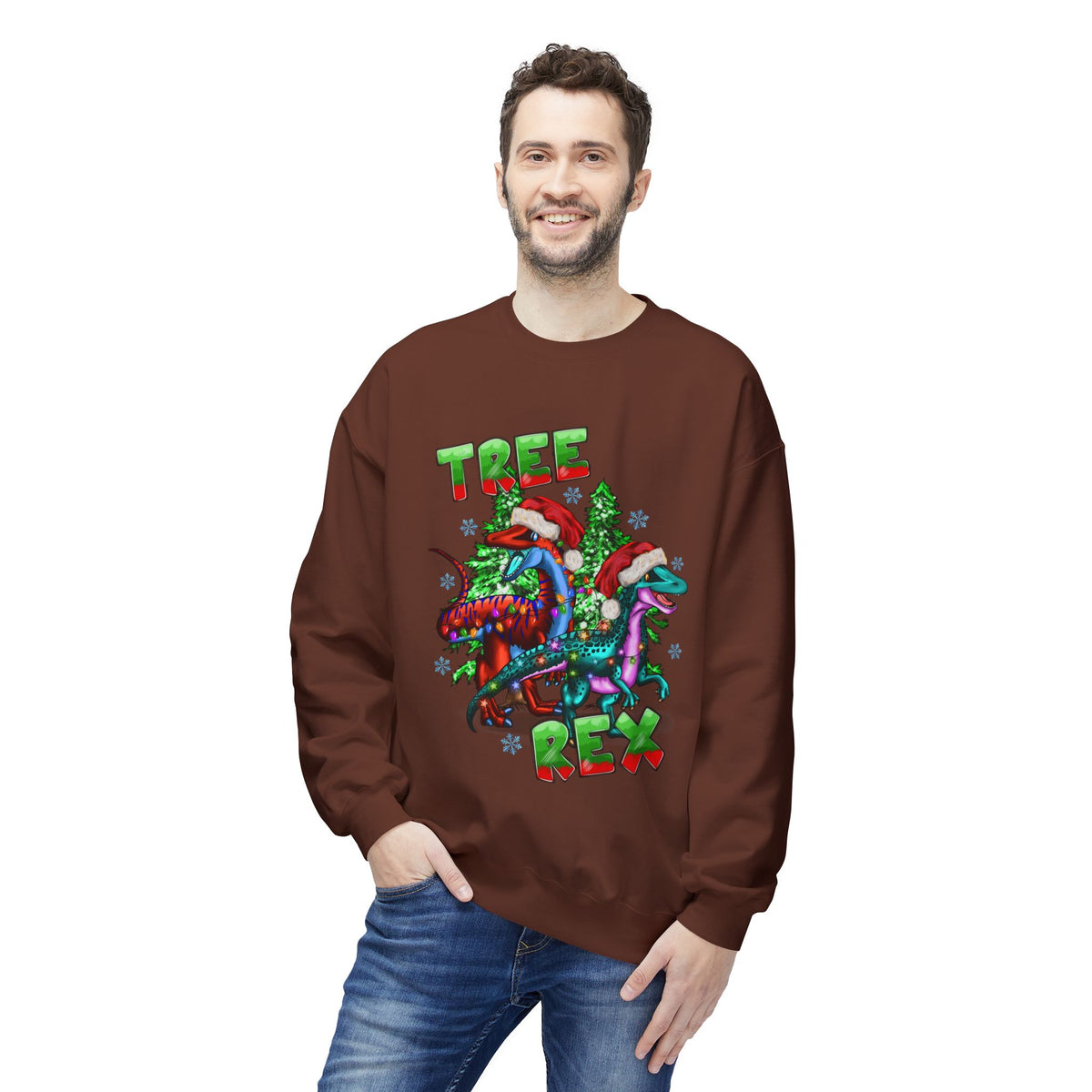 Tree Rex Christmas — Festive Dinosaur Holiday CrewneckSweatshirt