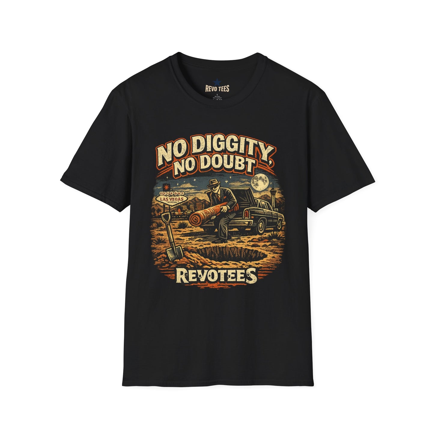REVOTEES No Diggity No Doubt Retro Graphic Tee — Vintage Vegas Nightshirt Design