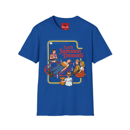 Let’s Summon Demons T‑Shirt — Retro Kids’ Activity Parody Tee