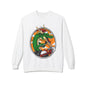 Dragon Santa Riding — Retro Green Dragon Surfing Crewneck Sweatshirt