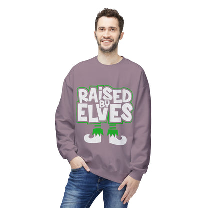 Raised by Elves Sweatshirt – Christmas Funny Holiday Crewneck