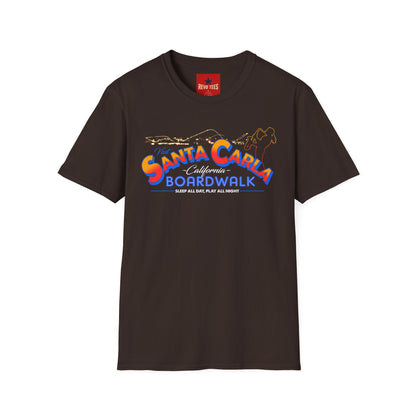 Santa Carla Boardwalk T-Shirt — Retro California Beach Tee ("Sleep All Day, Play All Night")