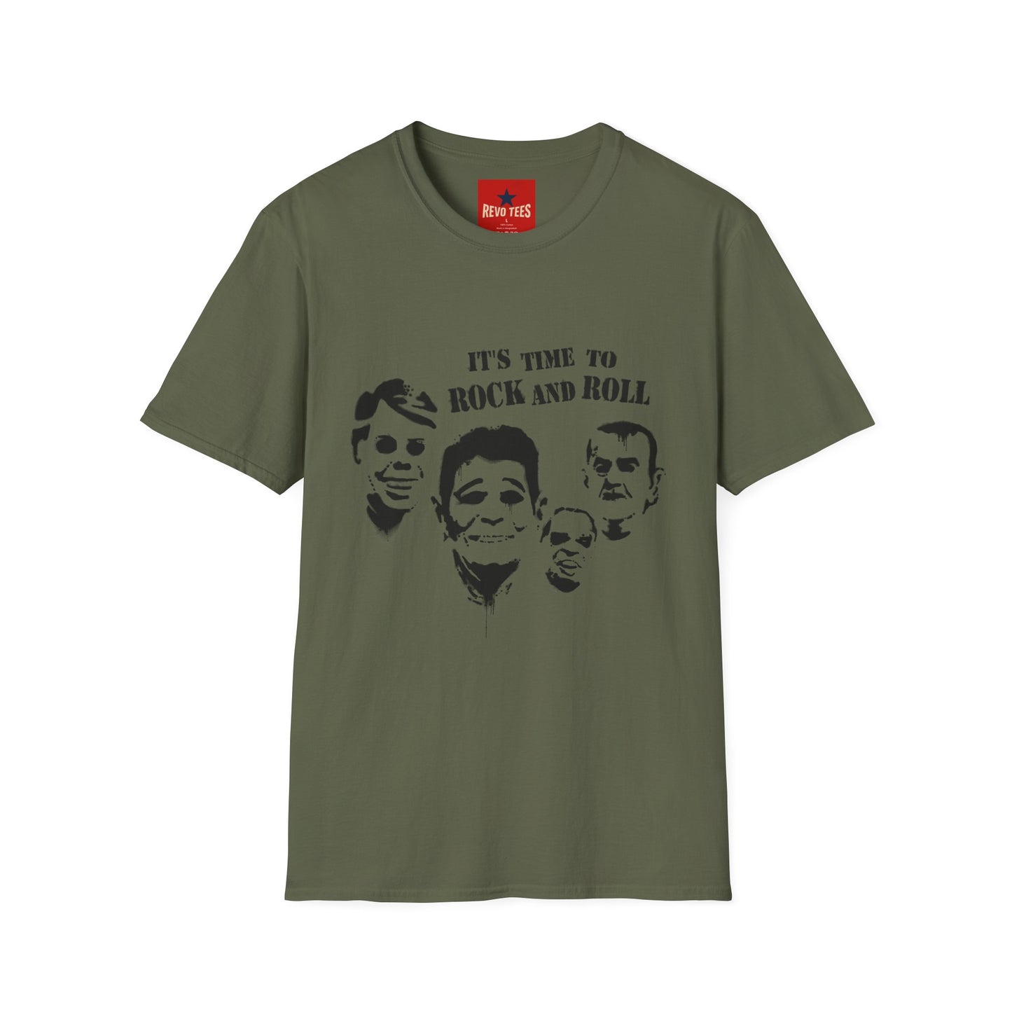 Rock and Roll Faces T-Shirt — "It's Time to Rock and Roll" Retro Band Tee