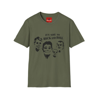 Rock and Roll Faces T-Shirt — "It's Time to Rock and Roll" Retro Band Tee