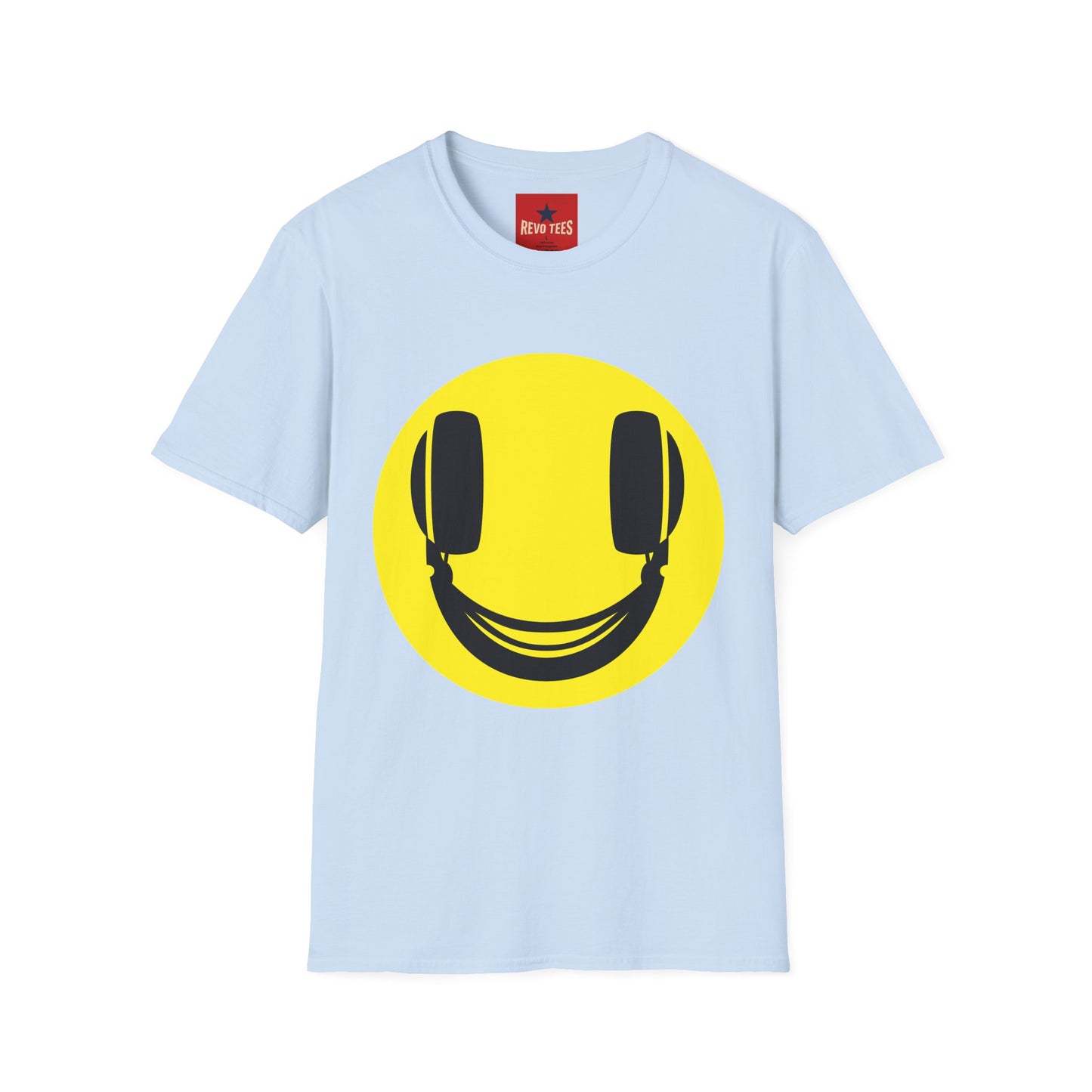 Smiley Face Headphones T-Shirt — Retro Music Lover Graphic Tee