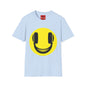 Smiley Face Headphones T-Shirt — Retro Music Lover Graphic Tee