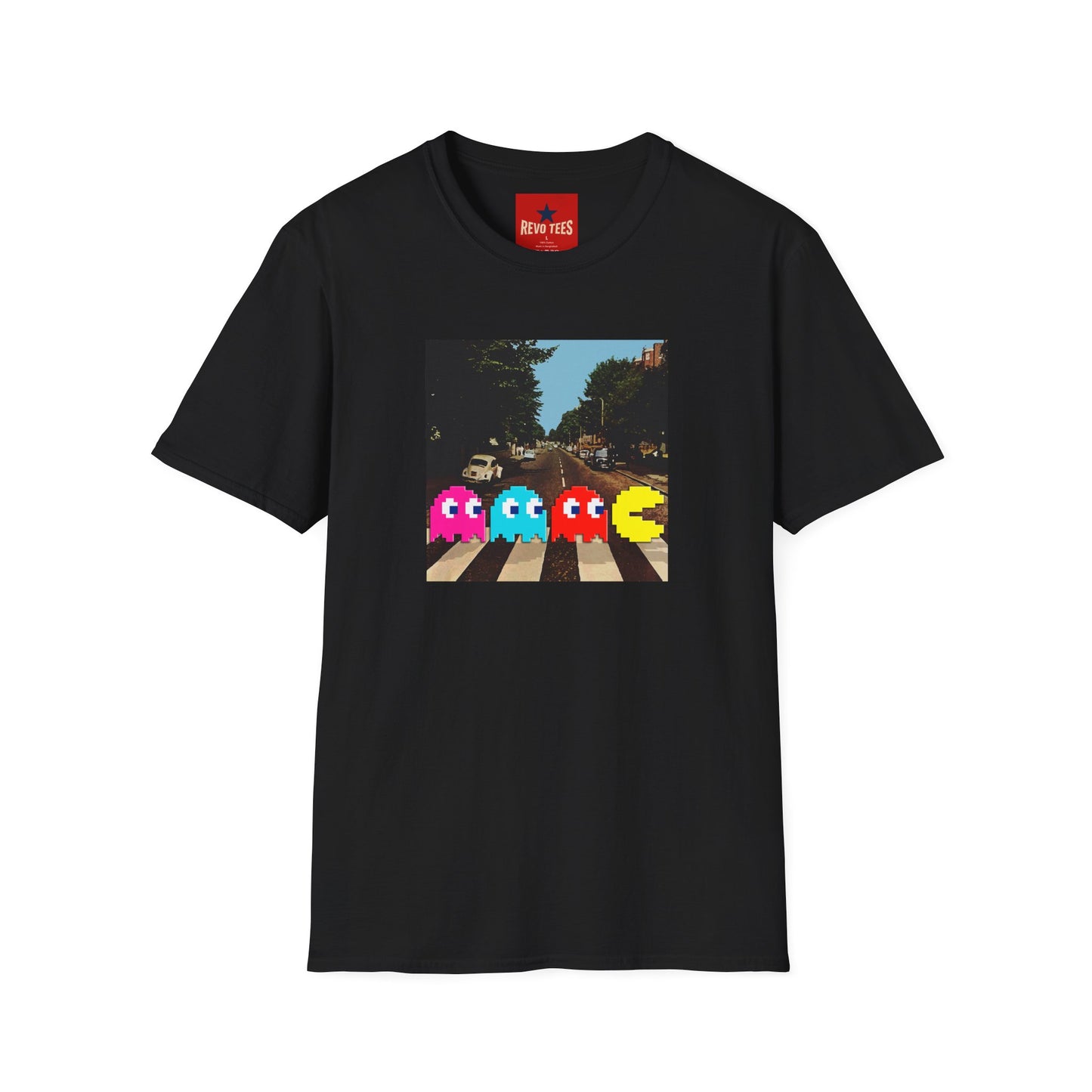 Pac‑City Arcade T‑Shirt — Retro Pixel Ghosts Crossing Graphic Tee