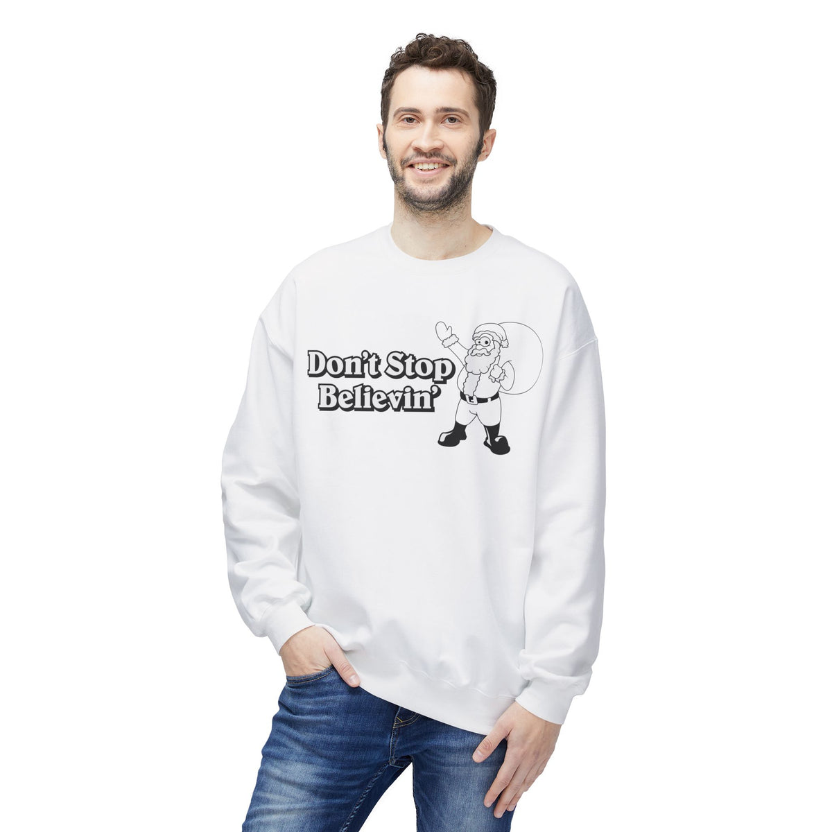 Christmas - 'Don't Stop Believin'' Santa Crewneck Sweatshirt