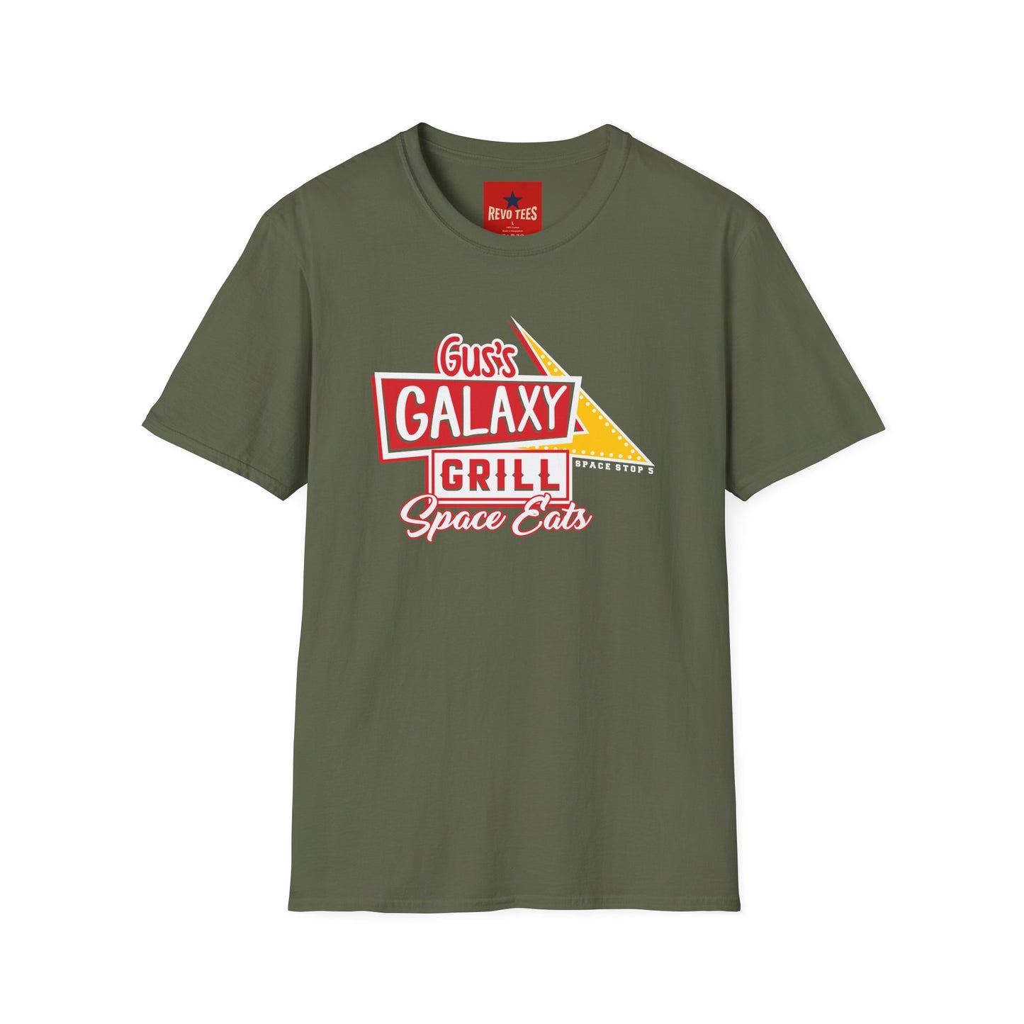 Galaxy Grill T‑Shirt – "Gus's Galaxy Grill: Space Eats" Retro Diner Tee