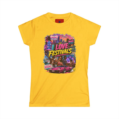 Festivals Collection: I LOVE FESTIVALS - Miami Style design round crew neck for Women