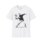 Revotees Banksy Style Flower Bomber Street Art Protest Graphic T-Shirt