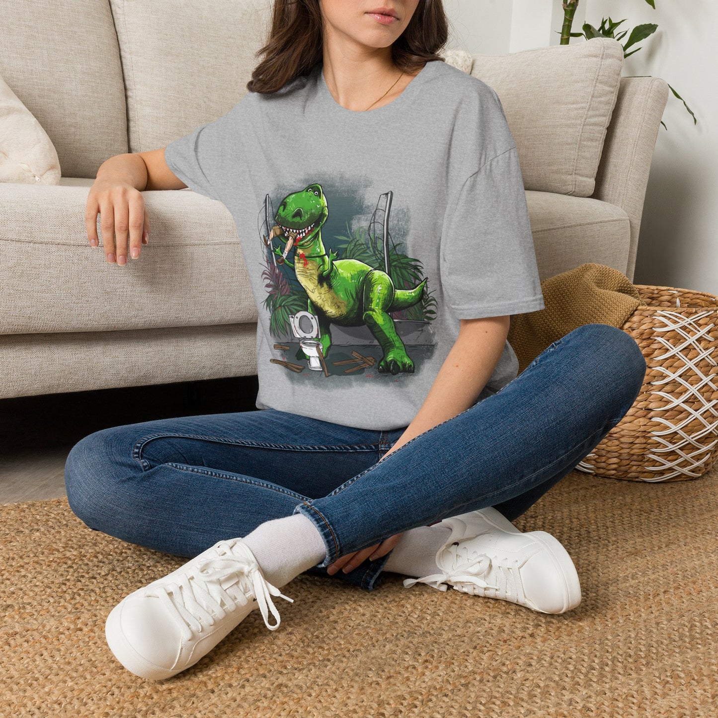 T-Rex Graphic T-Shirt – Cute Green Dinosaur Design