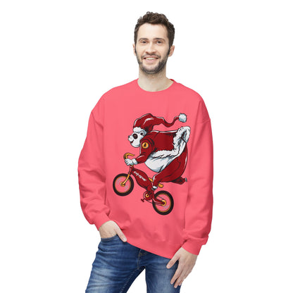 Santa Bear BMX Sweatshirt — Funny Christmas Cycling Holiday Crewneck