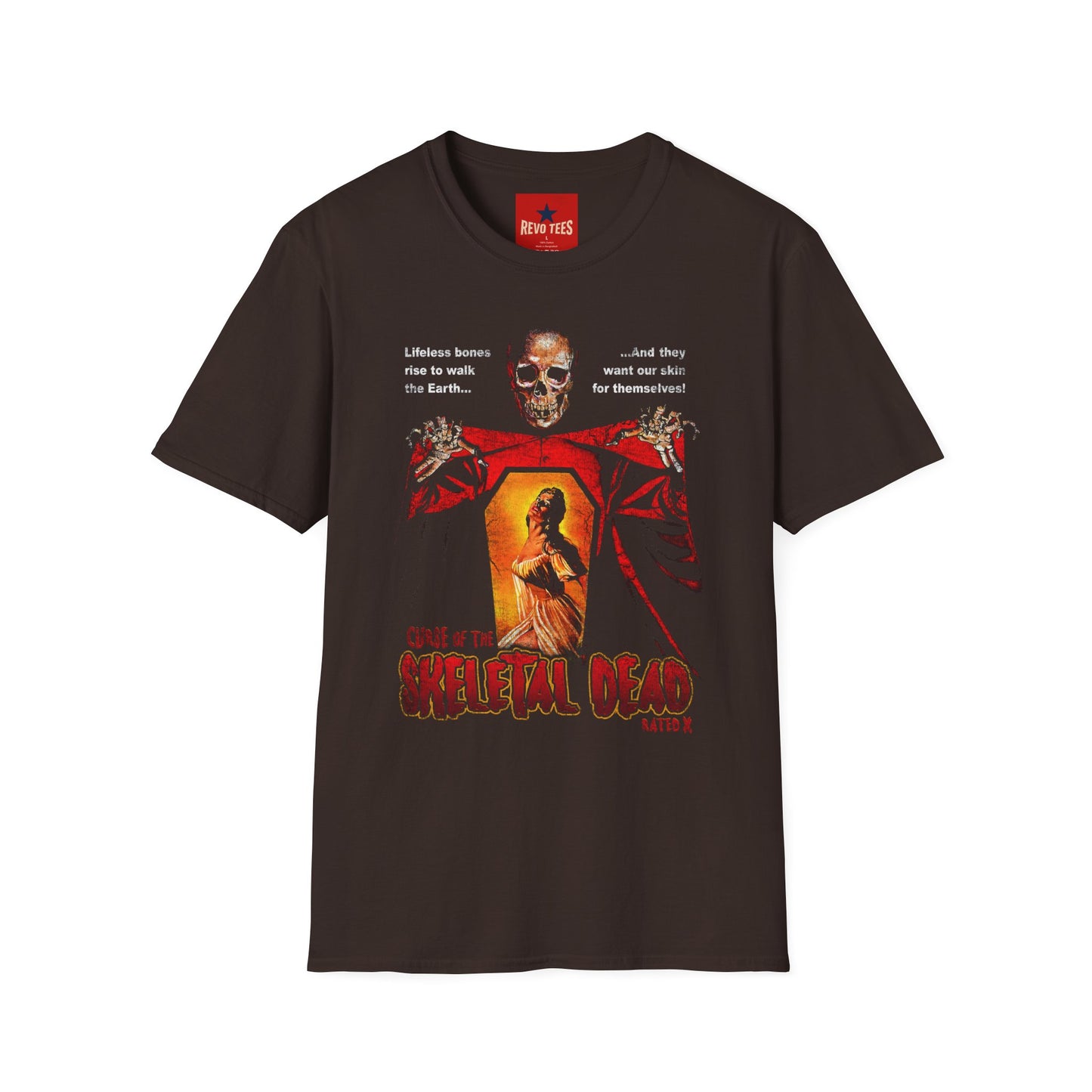 Horror Skeleton Graphic T‑Shirt — "Lifeless bones rise to walk the Earth" Vintage Metal/Scary Tee