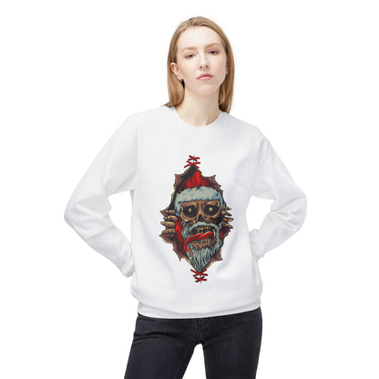 Skull Santa Crewneck Sweatshirt — Horror Christmas Graphic