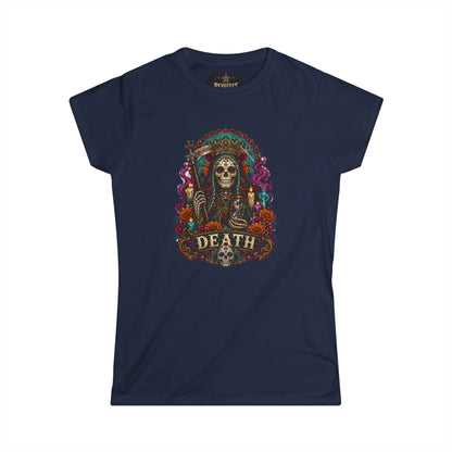 Day of the Dead "Death" Skull Tee — Women's Gothic Floral Graphic Shirt