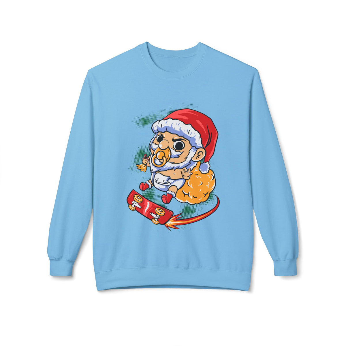Christmas Skateboard — Santa Skateboarding Holiday Sweater Crewneck Sweatshirt