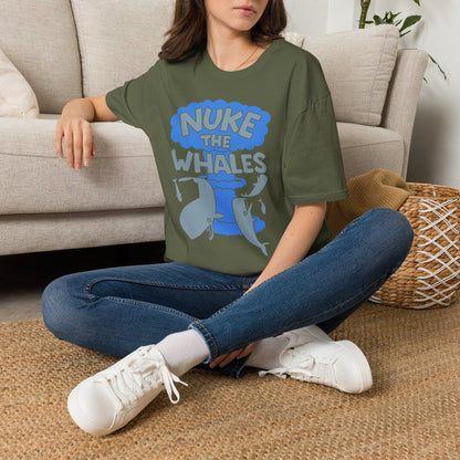 T-Shirt — 'Nuke the Whales' Satirical Graphic Tee (Funny Retro Ocean Design)