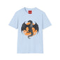 Dragon Moon T-Shirt — Black Dragon Silhouette with Orange Moon