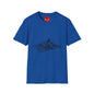 Whale Wave T-Shirt — Minimal Black Stripe Whale Design
