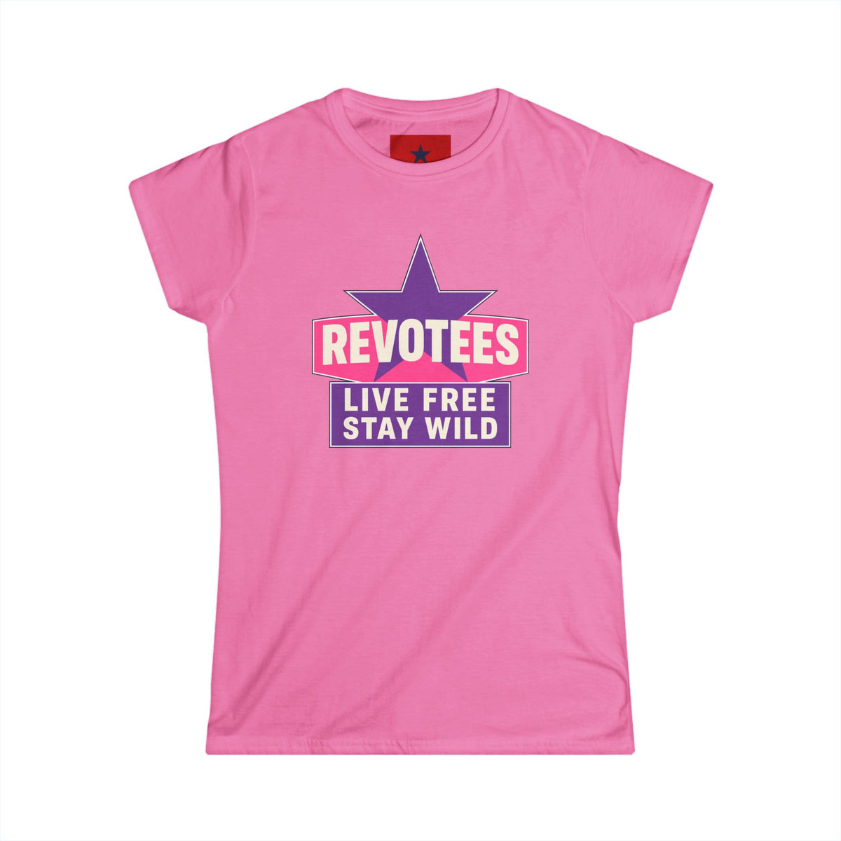 Revotees Live Free Stay Wild Womens Retro Star Graphic T-Shirt - alternate view 2