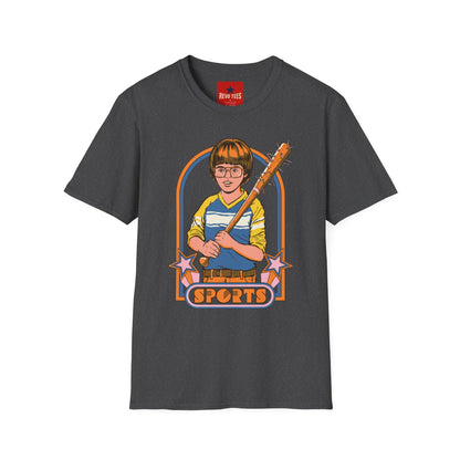 Retro Kid Sports T‑Shirt — Vintage Baseball Bat Graphic Tee