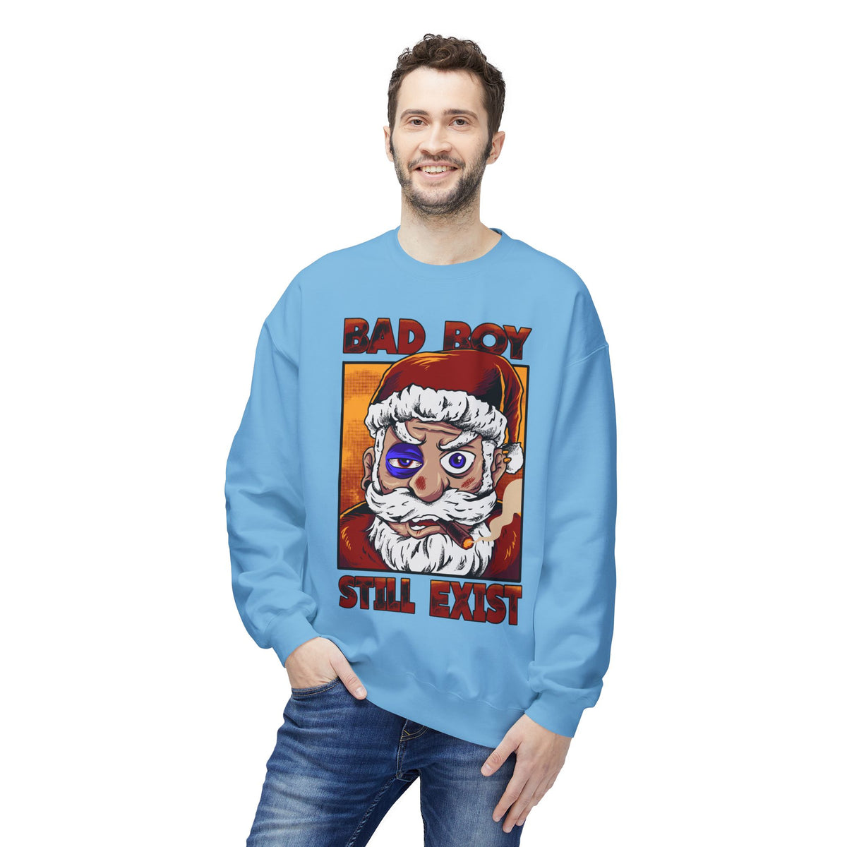 Bad Boy Santa — 'Bad Boy Still Exist' Christmas Crewneck Sweatshirt