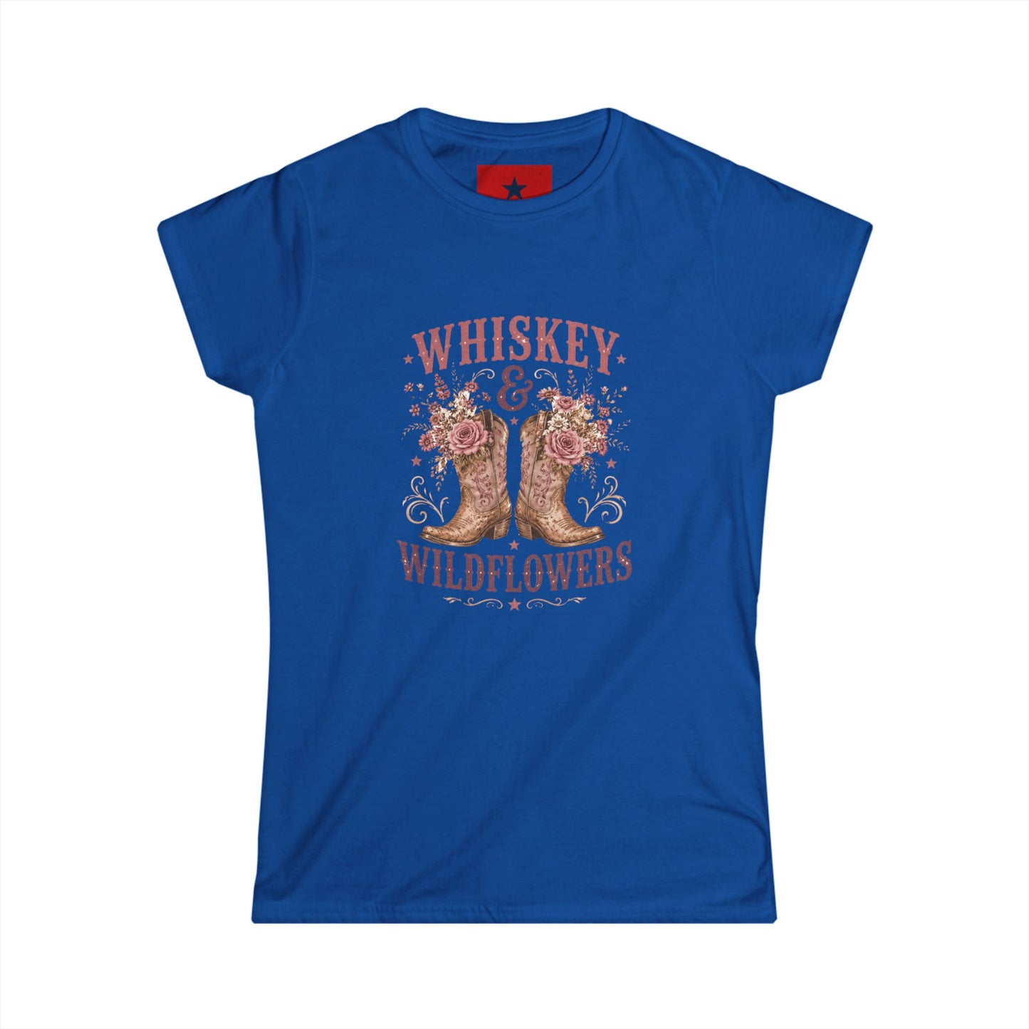 Whiskey & Wildflowers Women's Tee — Floral Cowboy Boots Graphic Shirt