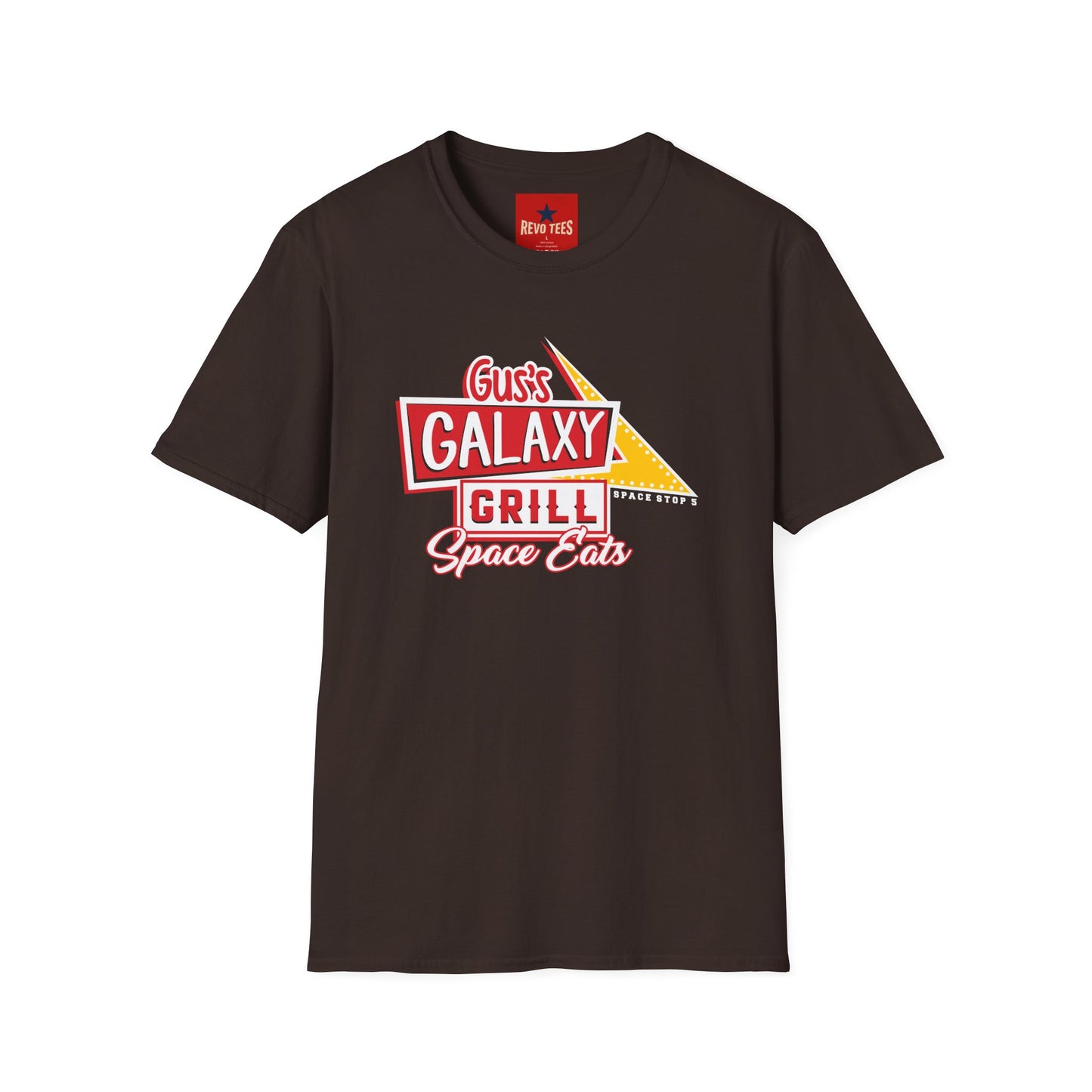Galaxy Grill T‑Shirt – "Gus's Galaxy Grill: Space Eats" Retro Diner Tee