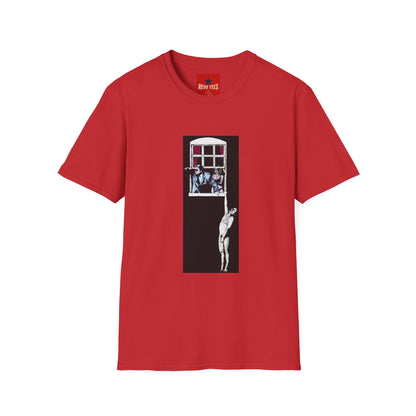 Banksy Window Watchers Graphic T-Shirt — Vintage Couple & Cat Illustration