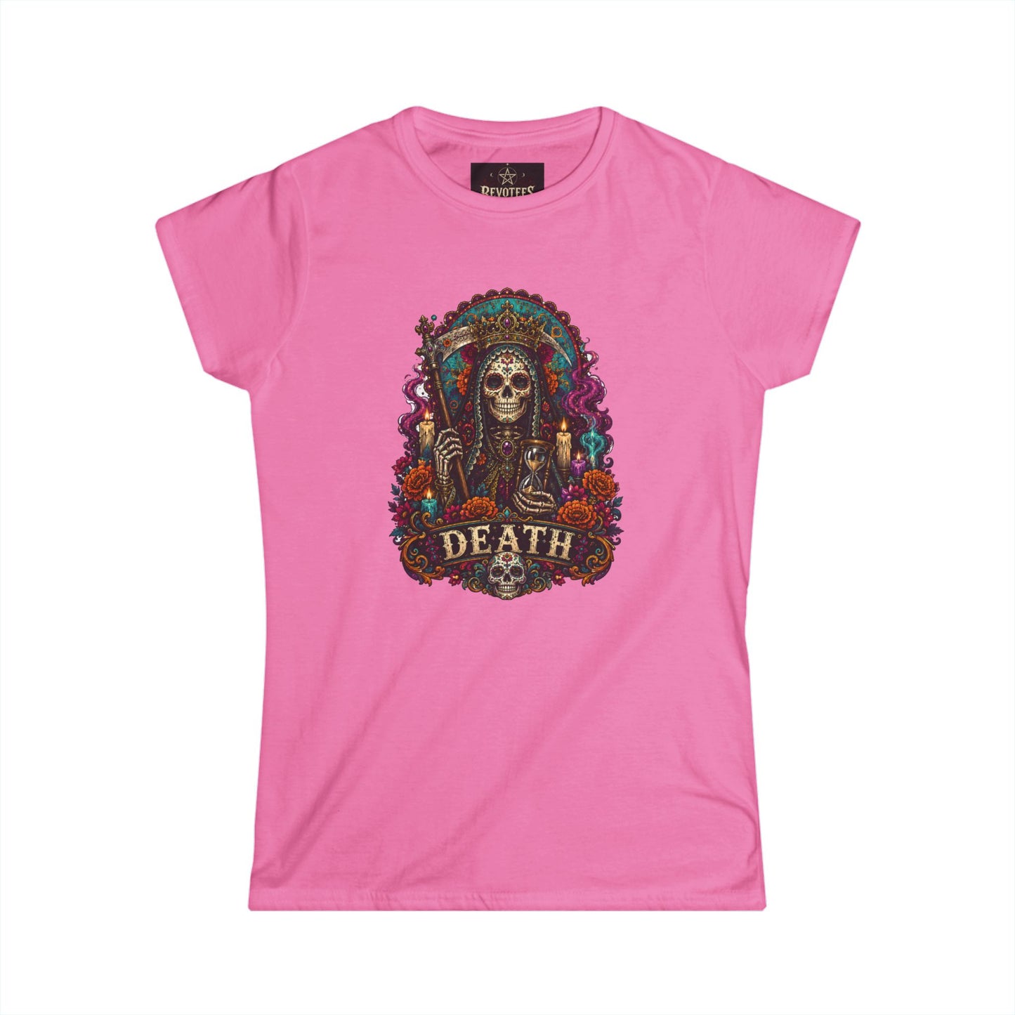 Day of the Dead "Death" Skull Tee — Women's Gothic Floral Graphic Shirt