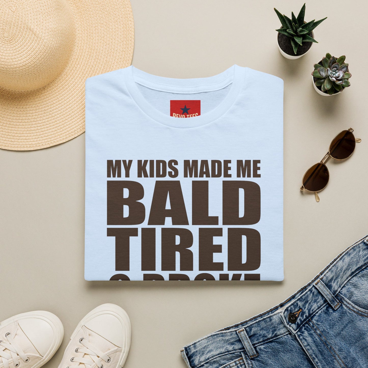 Bald, Tired & Broke T-Shirt — Funny Mom/Dad Parenting Tee