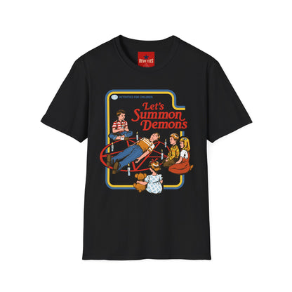 Let’s Summon Demons T‑Shirt — Retro Kids’ Activity Parody Tee