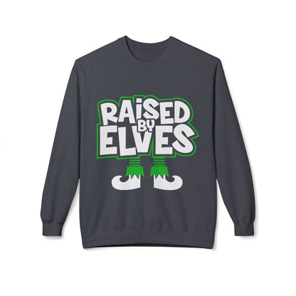 Raised by Elves Sweatshirt – Christmas Funny Holiday Crewneck